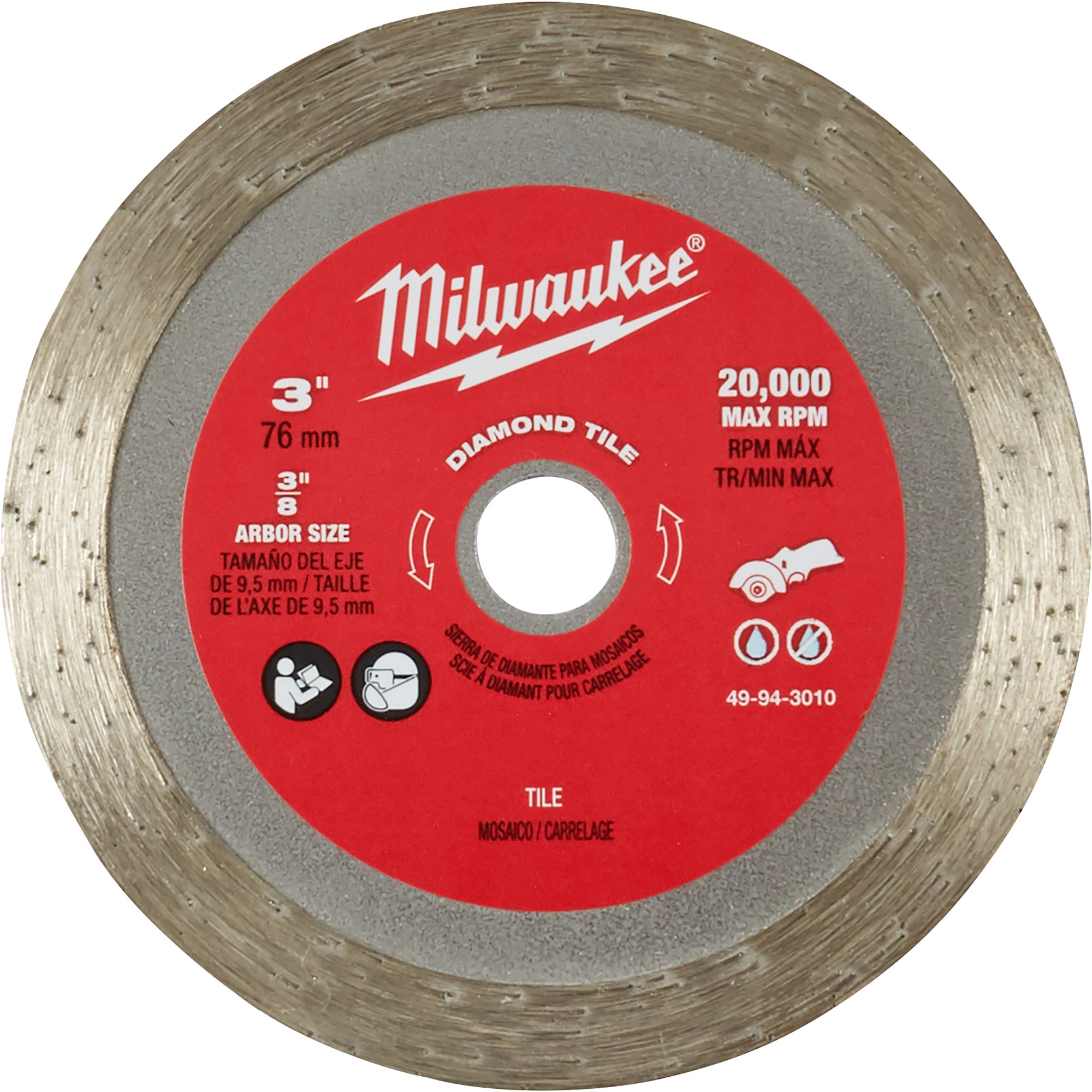 Milwaukee 3in. Diamond Tile Blade, Model# 49-94-3010
